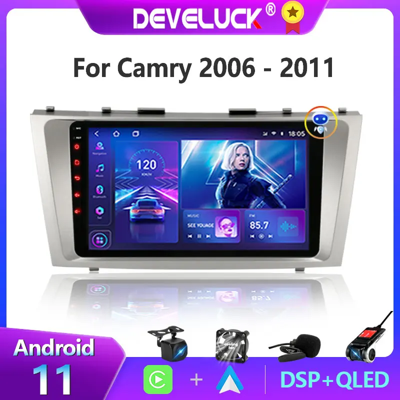 2 Din Android 11 Car Radio For Toyota Camry 6 XV 40 50 2006 - 2011 Multimedia Video PlayerNavigaion GPS Carplay Auto IPS Stereo