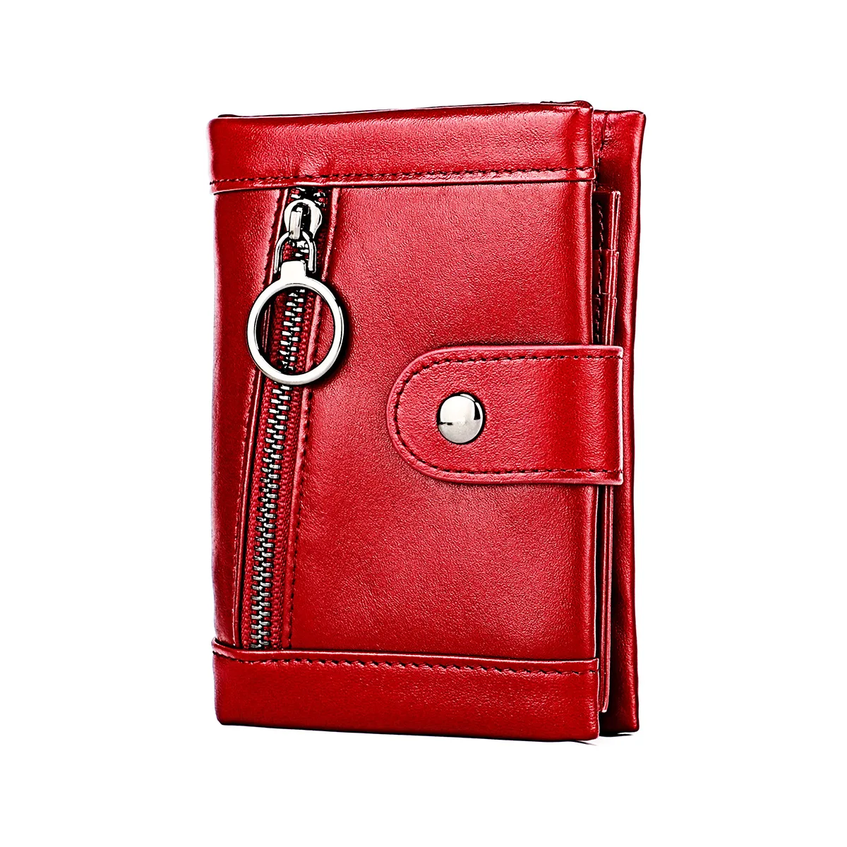 Fashion Small Oil wax Leather Wallet Women Stylish Zipper & Hasp Card Wallet Woman High Quality Short Credit Card Holder Purse