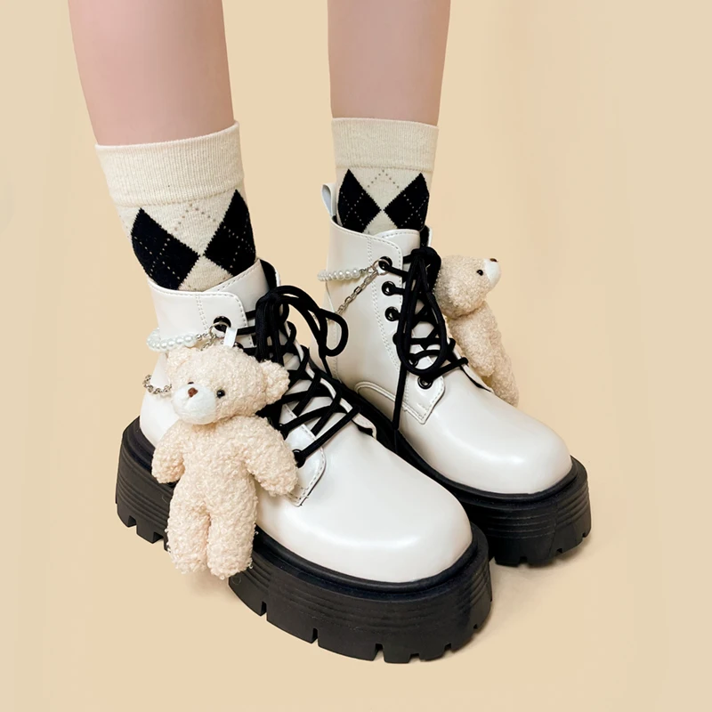 Женские ботильоны на платформе Amy and Michael белые ботинки массивной подошве в стиле