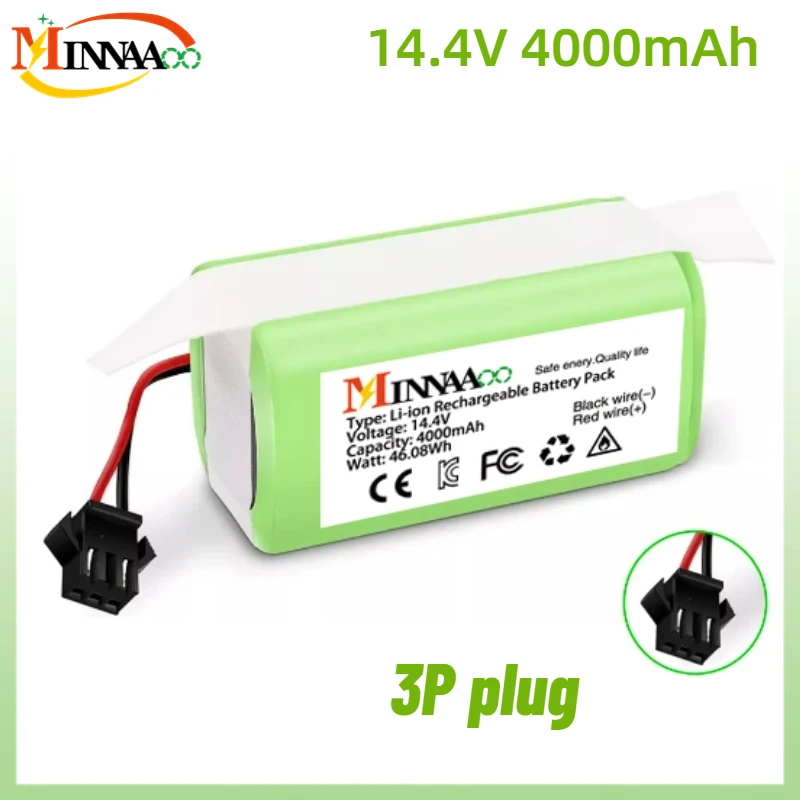 

14.4V 4.0Ah Li-ion battery for Cecotec Conga Excellence 950 990 1090 Ecovacs Deebot DN621 601/605 Eufy RoboVac 35C Panda i7 V710