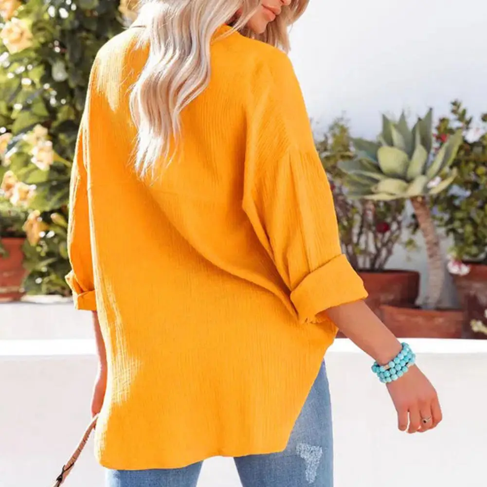 

Casual Shirt Chic Autumn Casual Long Sleeve Fashion Shirt Blouse Buttons Closure Loose Fit Office Shirt