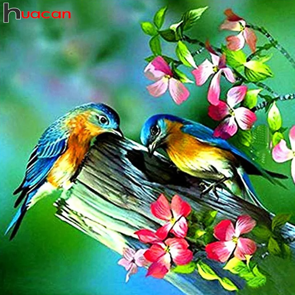 

Набор для алмазной живописи Huacan, Алмазная мозаика с изображением птиц, цветов, гостиной, животных, дерева, квадратная/круглая картина