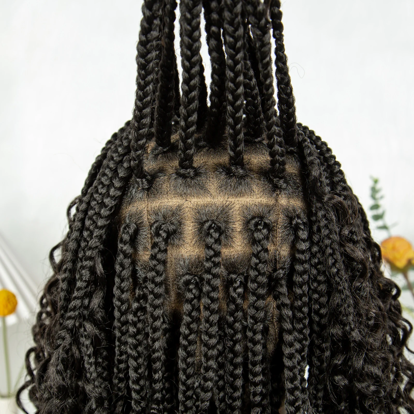 Богемные плетеные парики Boho Box Braid Wigs Без узлов Goddess Locs Синтетические с вьющимися