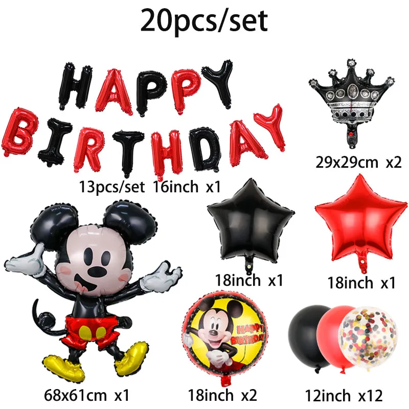 Надувные шары с Микки и Минни Маусом 1 набор украшение для дня рождения цифрами