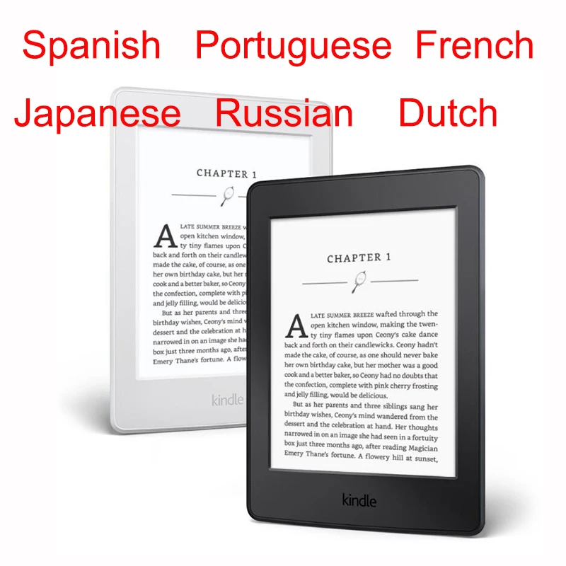 Without Backlight 6 inch Ink Touch Screen Kindle 8th 6th E-ink E-Book Reader Spanish Portuguese Japanese French Russian Dutch