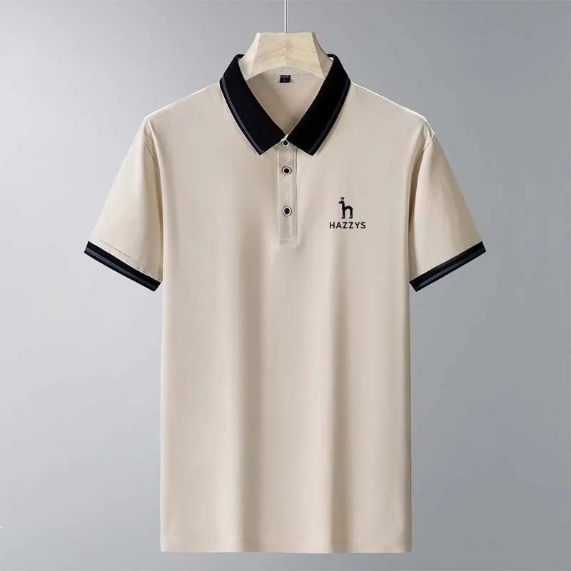 Men's HAZZYS Clothing Classic Polo T Shirt For Golf Wear Summer Short Sleeve Men Casual Cotton Luxury Designer Solid Slim Polos