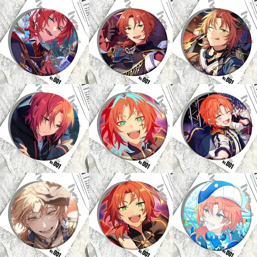 Фото Круглые значки с персонажами аниме-сериала Ensemble Stars, включая Цукинагу Лео, можно использовать для украшения одежды и рюкзаков. №4