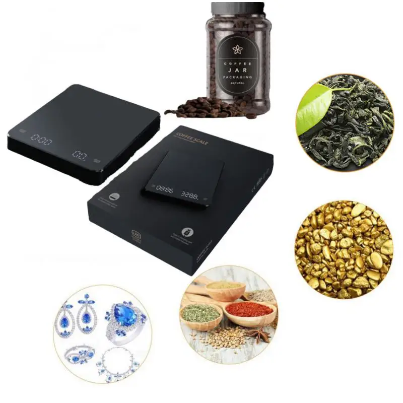 

Бытовые кухонные весы 3 кг/0,1 г, Новые Электронные измерительные весы со светодиодным экраном и таймером для ручной заварки кофе