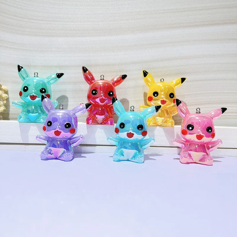 

Kawaii Anime Pokemon Pikachu Acrylic Colorful Gradient Cartoon Sitting Keychains Table Decoration Mobile Diy Pendant Wholesale