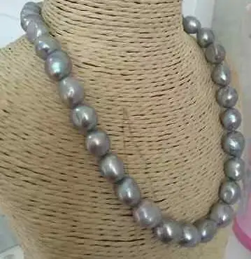 

stunning 9-12mm south sea natural grey baroque pearl necklace