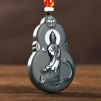 natural hetian jade hand carved guanyin pendant mens boutique lucky gourd necklace pendant jewelry gift box certificate