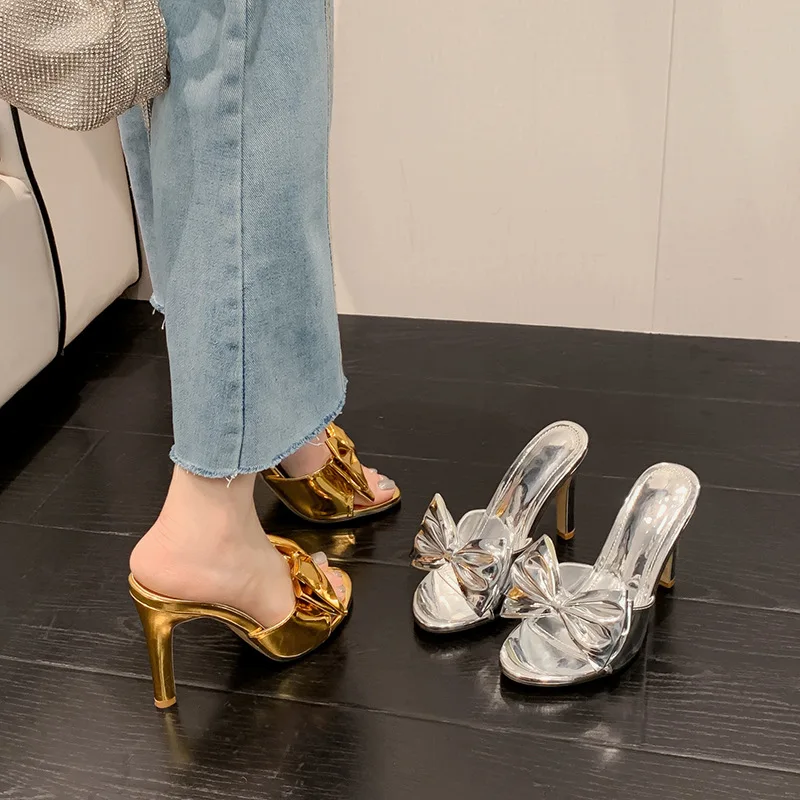 Женские тапочки с бантиком-бабочкой обувь во французском стиле на высоких