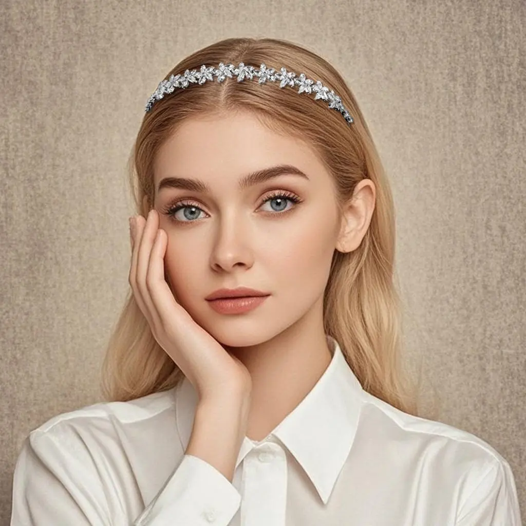 Фото SLBRIDAL модный очаровательный модный кристалл и стразы циркон для женщин и девочек тиара повязка на голову Queen Party CZ наклейка для волос украшения для волос №3