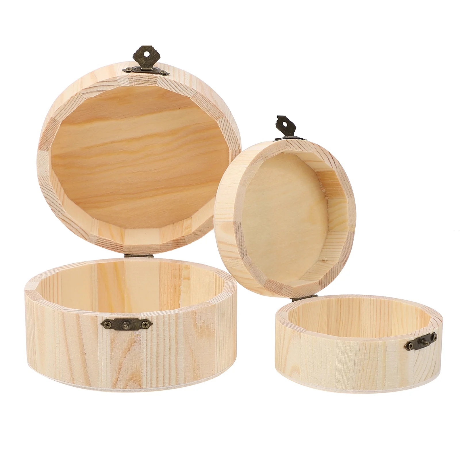 

2pcs Simple Wood Storage Boxes Round Wood Case Wooden Small Item Storage Box