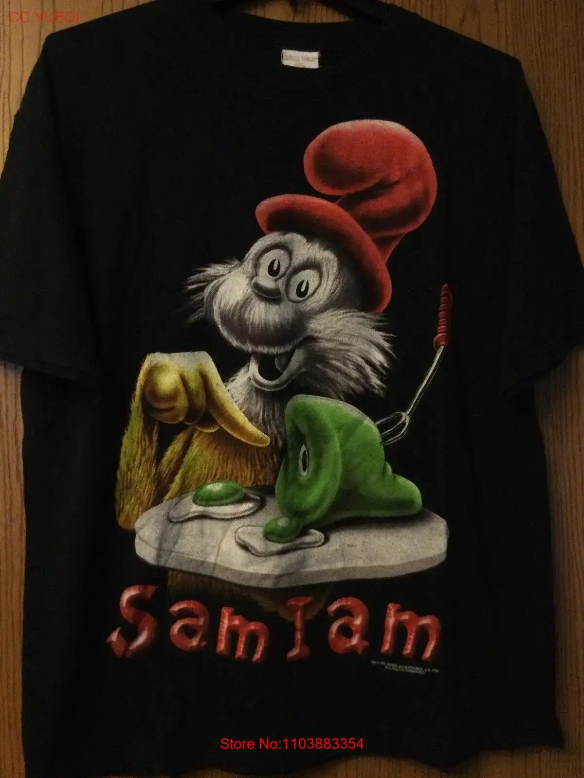 Кошка в шляпе Sam I Am 1999 черная рубашка XL одежда для сына