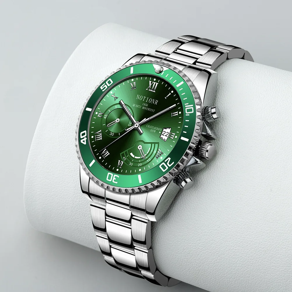 

Automatic Watch Men Quartz Wristwatches Waterproof Green Water Ghost Fashion Steel Watch Men's Luminous Calendar Popular Reloj