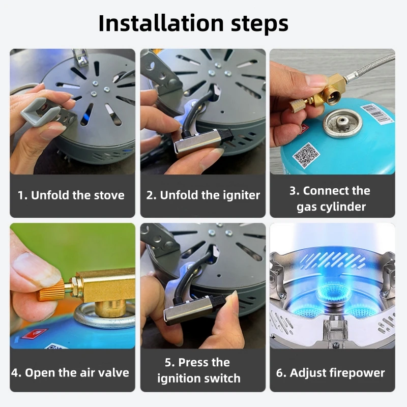 Туристическая туристическая горелка 3 ядра 8000 Вт с пьезозажиганием