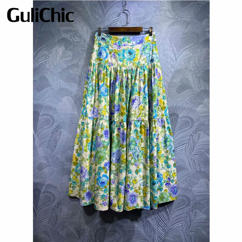 

Женская Длинная свободная юбка с цветочным принтом и высокой талией