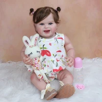 3d paint skin silicone reborn baby toy for girl realistic 55 cm smiling princess bebe art doll with vein collection dress up