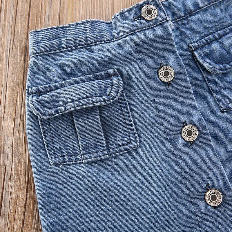 Girls Halter Tube Top Denim Skirt Two Piece Set Toddler Girl Clothes Kids Clothes Girls Toddler Girl Clothes Kids Clothes Girls