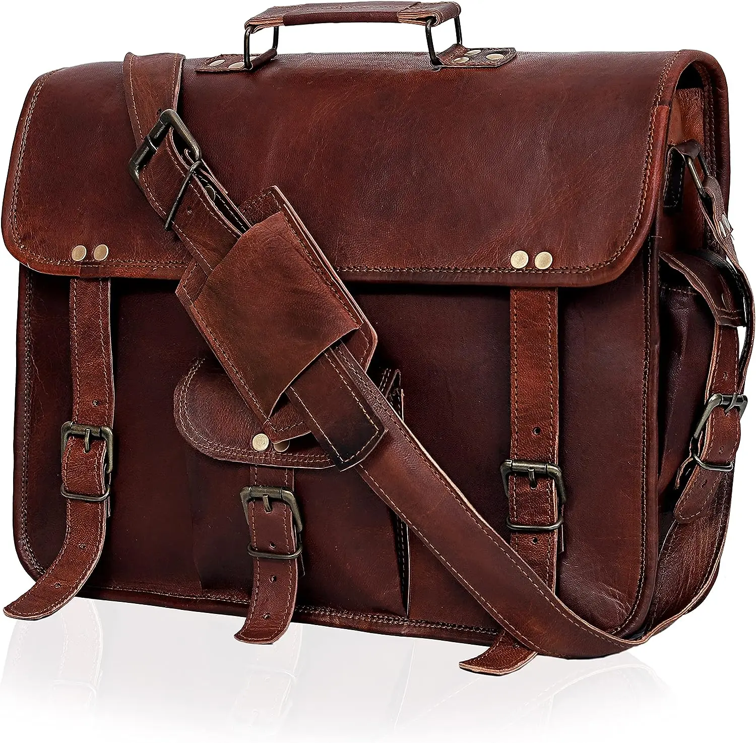 

Unisex Real Leather Messenger Bag for Laptop Briefcase Satchel
