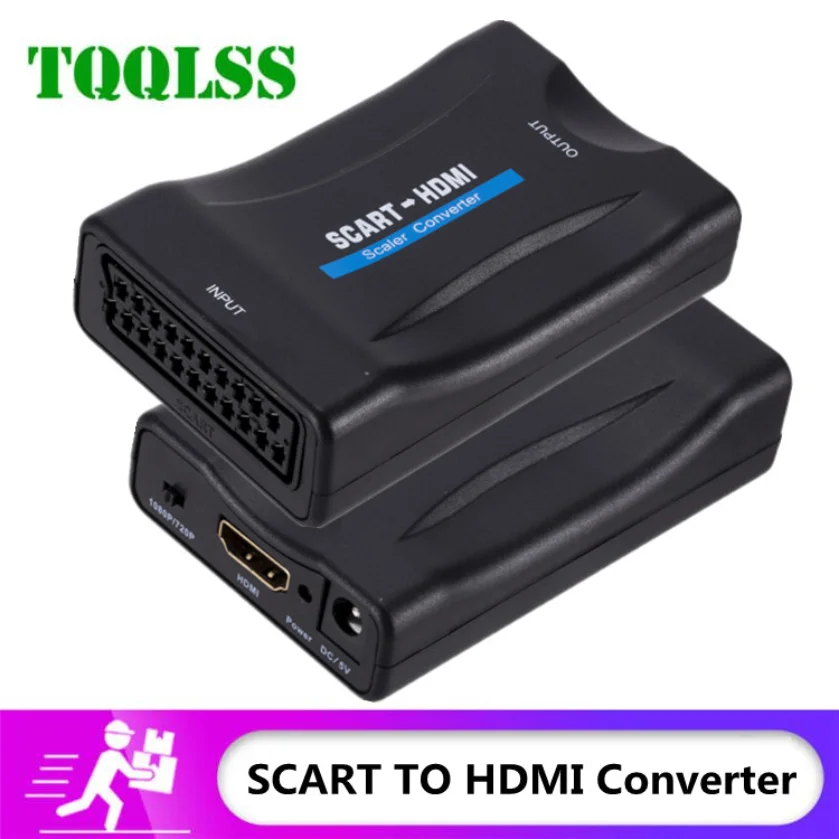 

1080P SCART to HDMI-compatible Video Audio Converter with USB Cable For HDTV Sky Box DVD Television Signal Upscale Converter