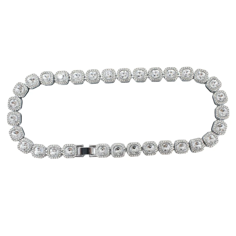 Ожерелье в стиле хип-хоп большие квадратные стеклянные бусины цепочка на ключицы