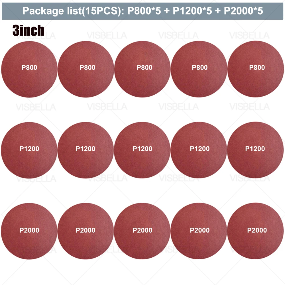 

30/15 шт. 6/5/4/3 дюйма шлифовальный диск, круглая наждачная бумага, зернистость 800-5000, наждачная бумага, полировальная полировальная подушечка для автомобиля, электрическая дрель