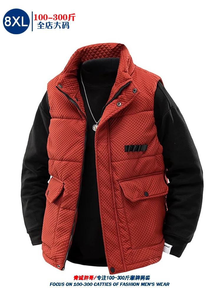 Plus size Cotton-padded Vest Men's Winter Thickened Warm Outer Wear Extra Large Fat Cotton-padded jacket Oute...