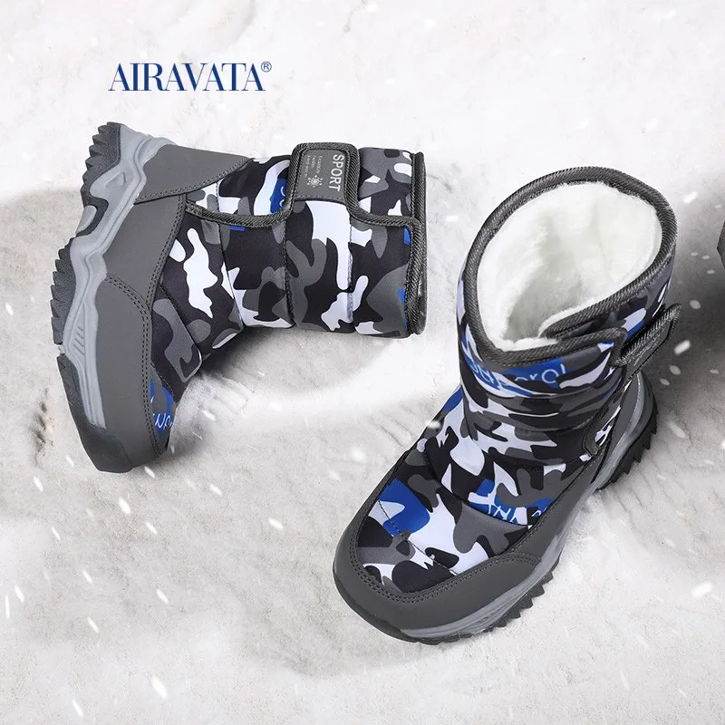 Winter Warm Fur Snow Boots Children Furry Shoes Boys Girl Non-slip Leather Autumn Waterproof Kids Boots Child Sneaker Furry