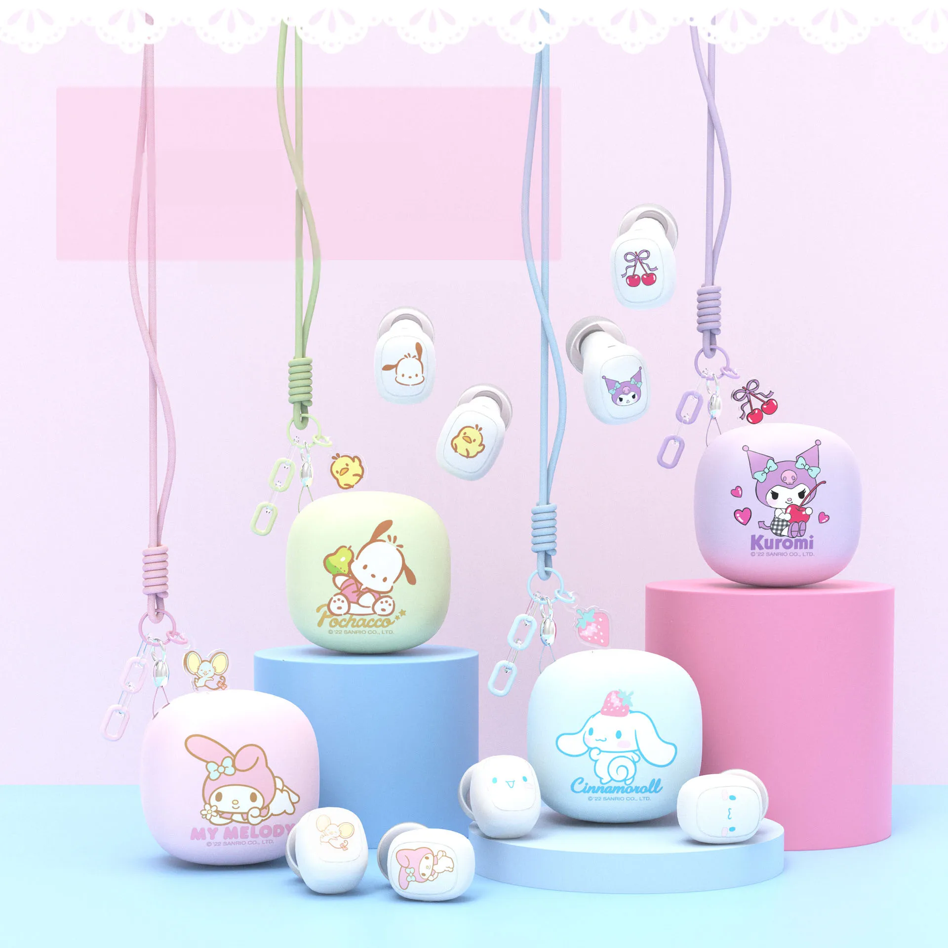 

Kawaii Kuromi My Melody Cinnamoroll Высокое качество Bluetooth гарнитура Sanrio аниме девушка сердце милые внутриканальные беспроводные наушники