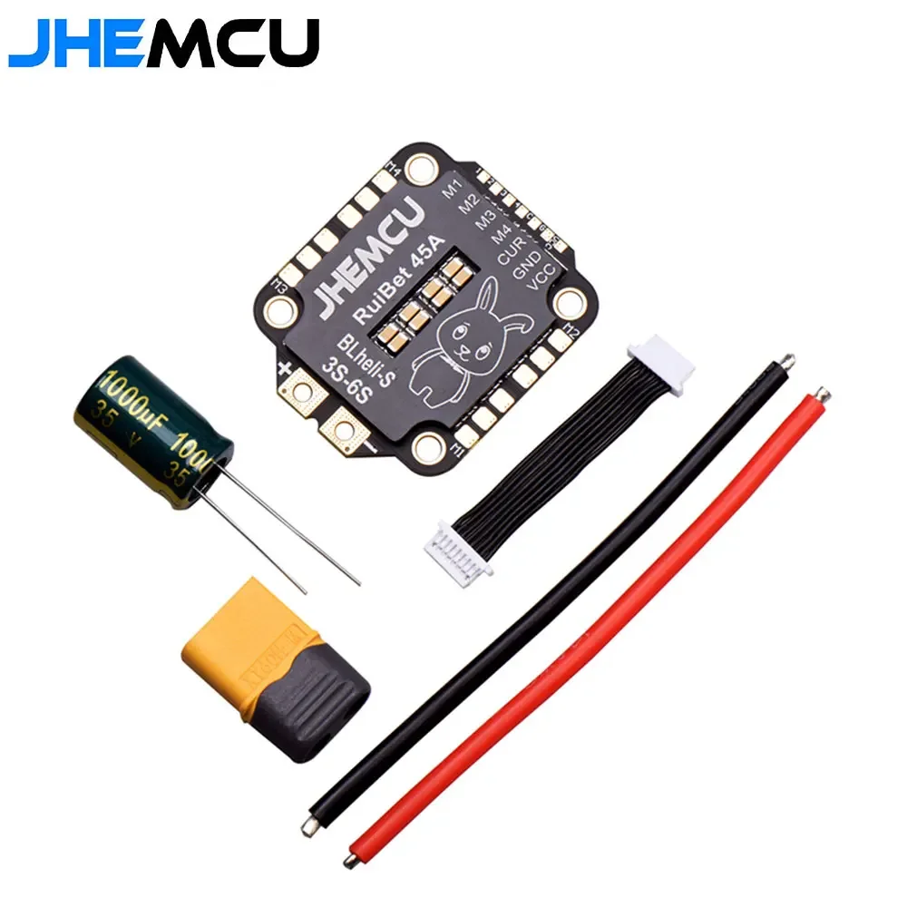 Бесколлекторный регулятор скорости BoMaSJHEMCU RuiBet 45A55A ESC Bluejay Dshot600 4-в-1 3-6S 30.5X30.5 M4 для RC FPV дронов и контроллеров полета фристайл (art.: 3920dc418cd5c) - 3920dc418cd5c