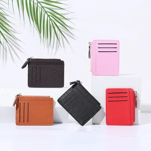 Coin Purse  for Men Women 2022 Small Fashion Credit ID Card Holder PU Leather Wallet Mini Clutch Fashion Simple Solid Color