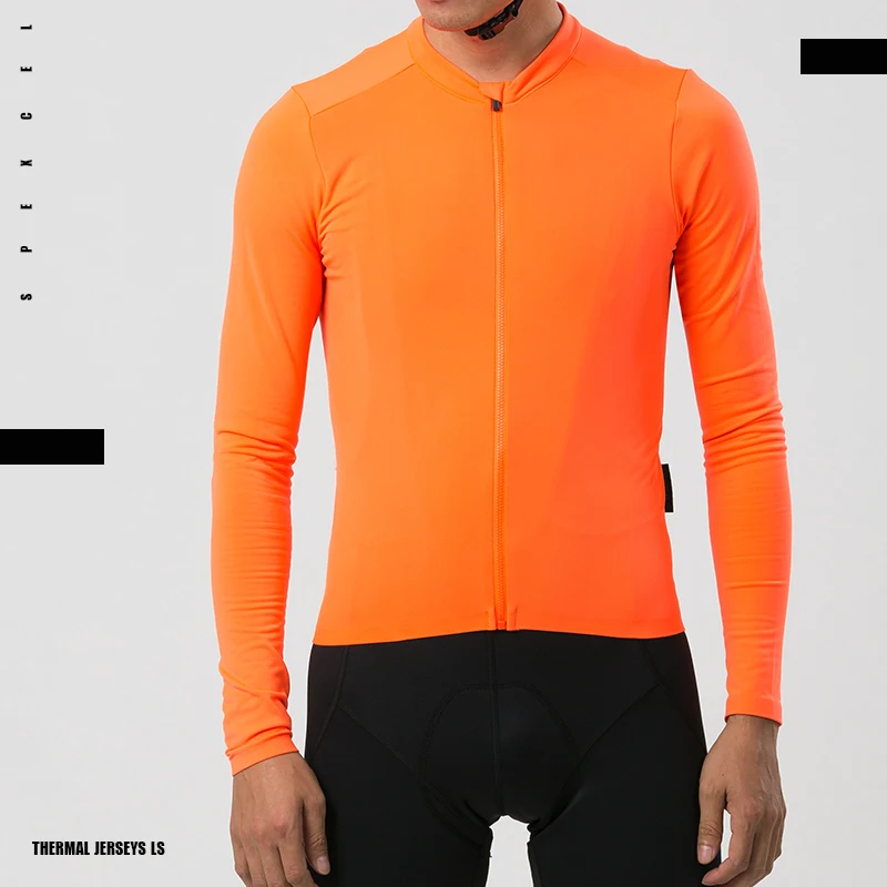 

SPEXCEL 2022 Bright Orange Pro Aero 2 Brushing Thermal Fleece Cycling Jersey Long Sleeve Winter With Seamless Cuff Men & Women