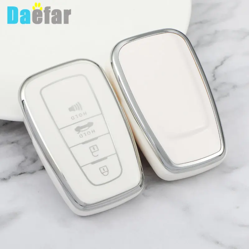 

Чехол для автомобильного ключа из ТПУ с серебристыми краями для Toyota Highlander Camry Rav4 2018 Prius 2019 2022 CHR 2020 2021 Corolla Avalon Prado