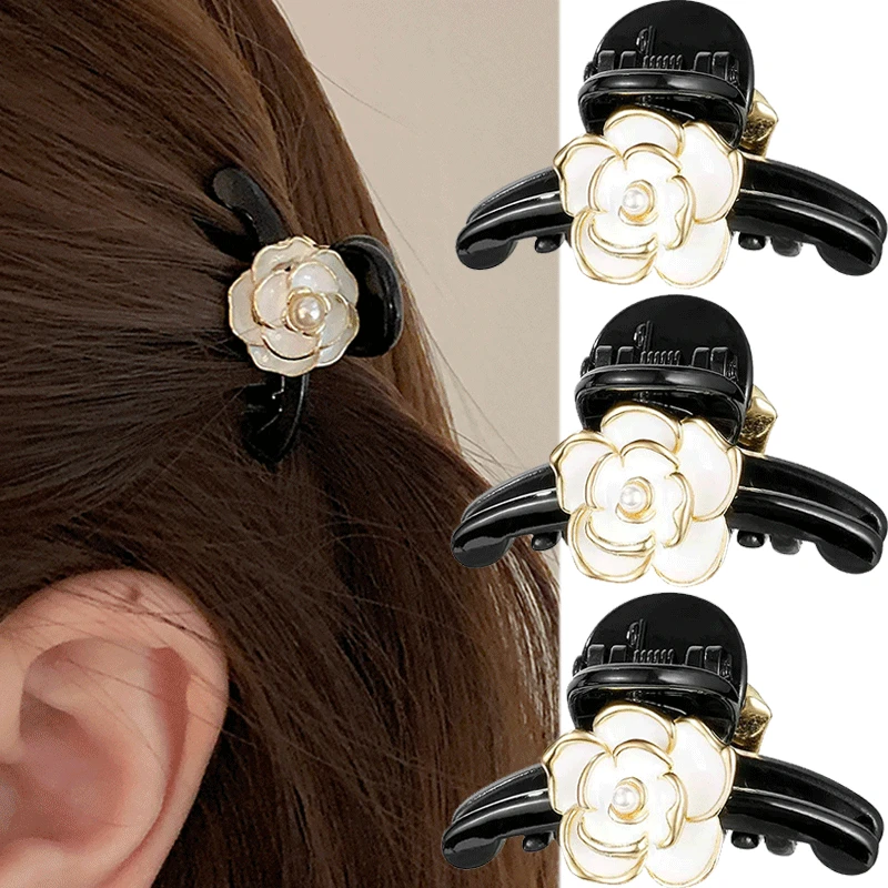 

Korean Camellia Flower Women Small Claw Clip Headdress Fashion Mini Hair Clips Girls Bangs Clip Hair Claw Hair Accessories