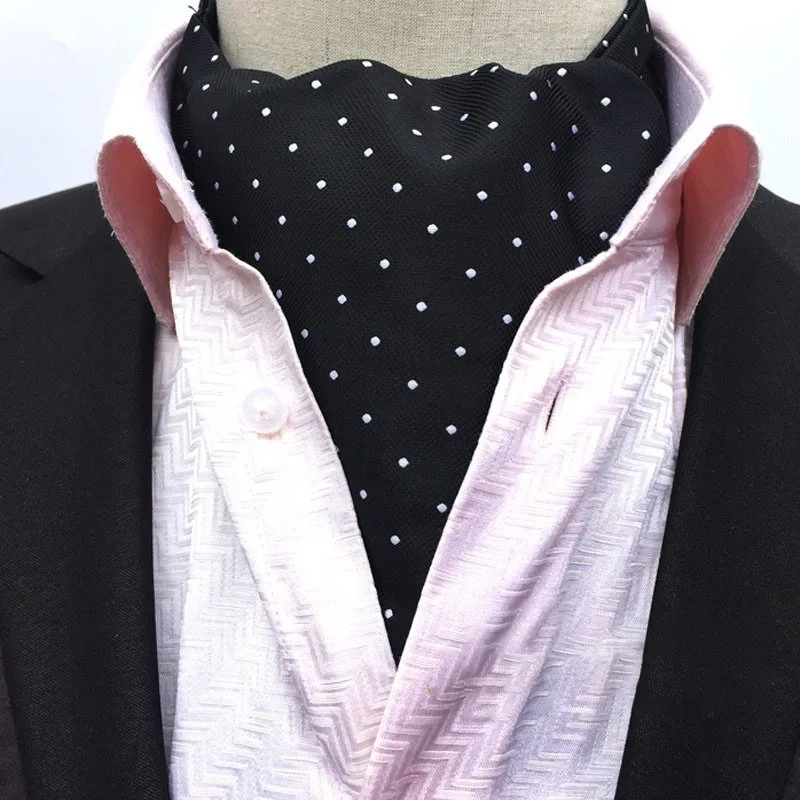 

2/1pcs Black Paisley Floral Ascot Tie Men Ascot Cravat Man Silk Cravat Tie Mens Polyester Wedding Ascot Scarf