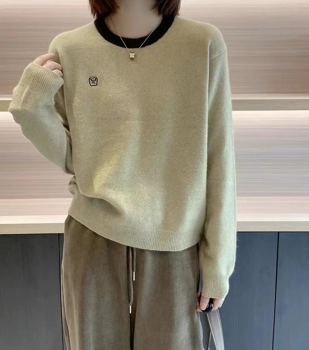 

Spring and Autumn New Women's Sweater Wool Round Neck Multicolor Knitwear Loose Breathable Women's Autumn Clothes Knitted Top