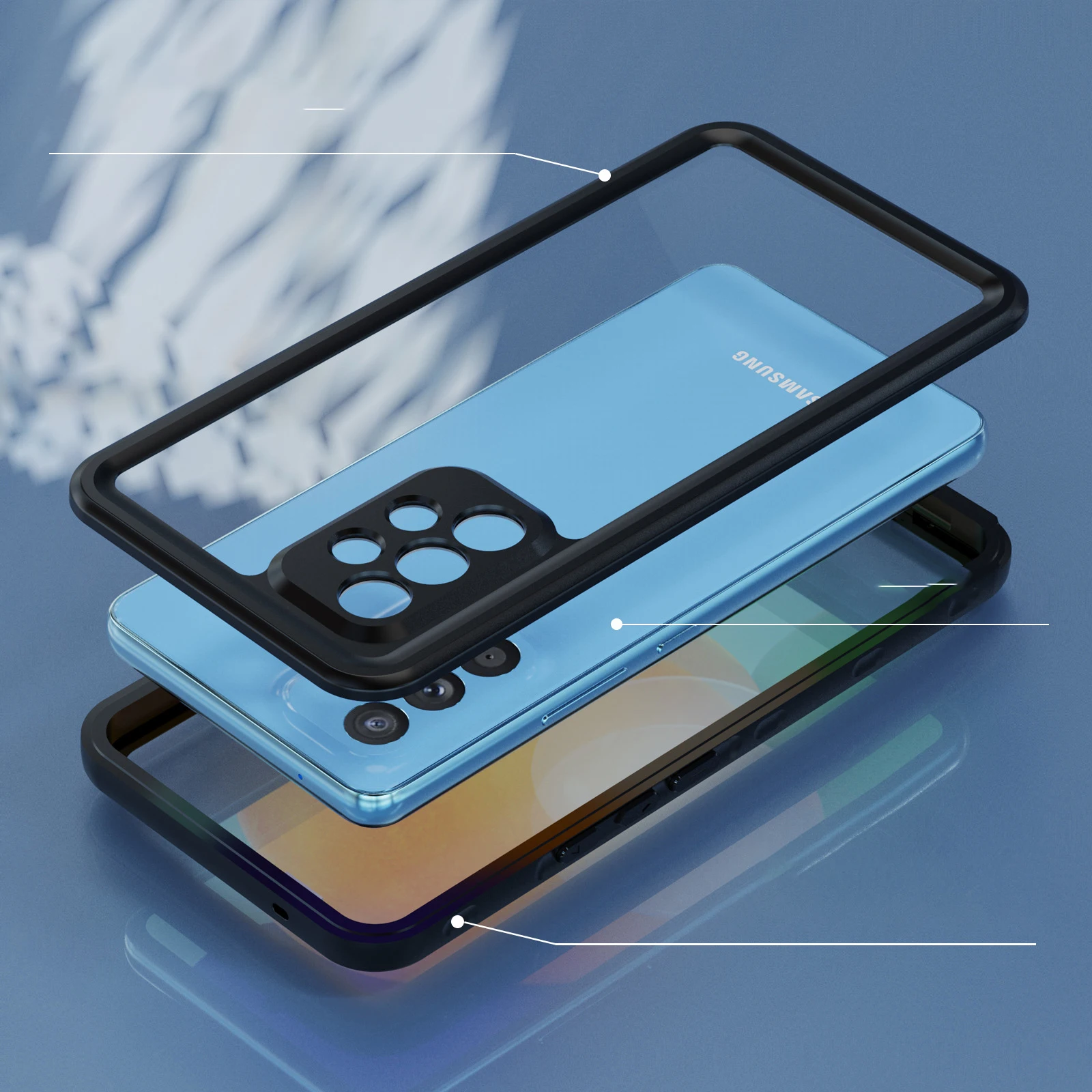 IP68 Waterproof Case Samsung Galaxy A53 5G with Screen Protector Underwater Protective Case Fingerprint ID for Galaxy A53 5G