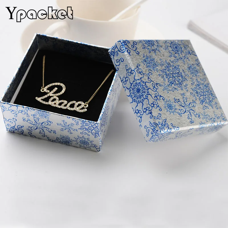 Square Chinese Style Paper Box for Jewellery Fashion Necklace Packing Pendant Earring Ring Available 40pcs/Lot Silver Color