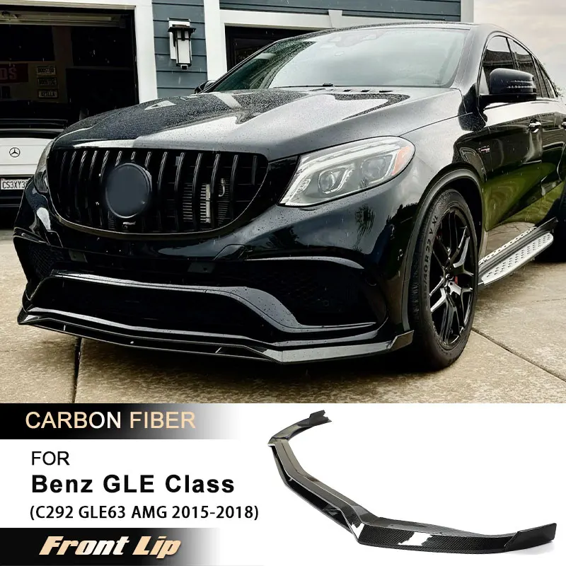 Фото Автомобильный передний бампер, спойлер для Mercedes Benz GLE Class C292 GLE63 AMG 2015-2018, фартук на подбородок, сплиттер из углеродного волокна FRP №1