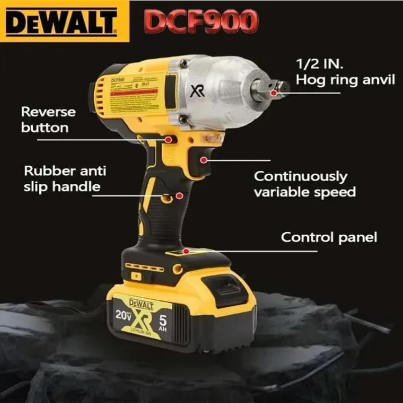 Фото Ударный гайковерт DEWALT DCF900, 0–2300 об/мин, 0–2200 IPM, бесщеточный беспроводной аккумулятор DEWAL 20 В, 5,0 Ач №5