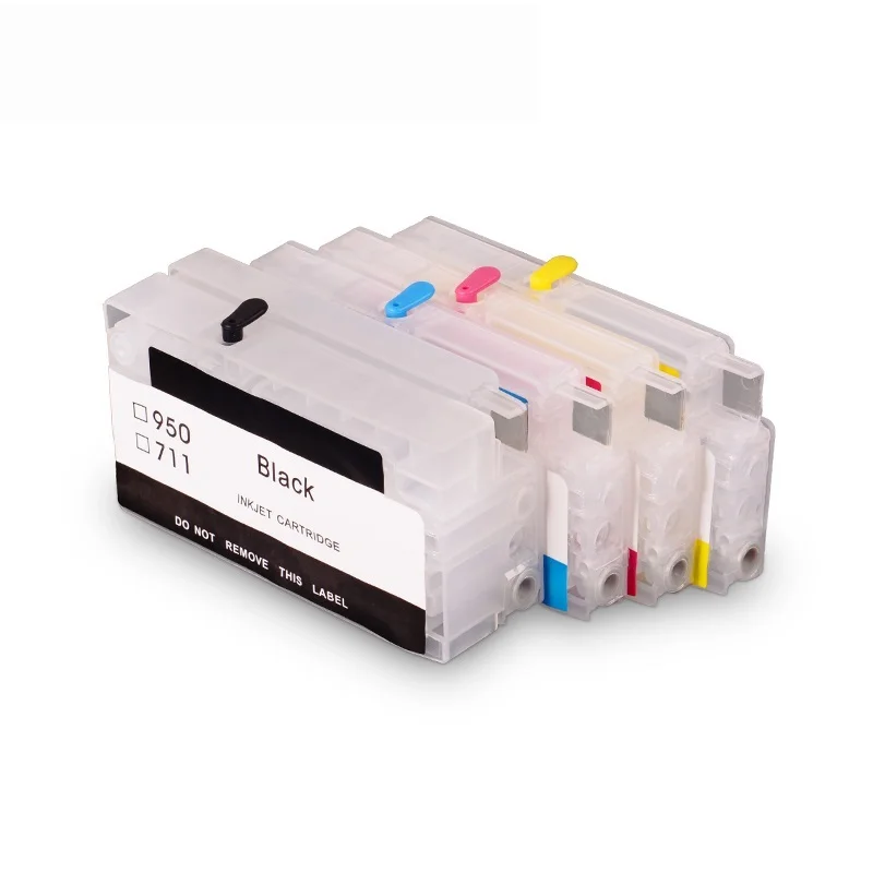 

4 Colors For HP 711 Empty Refillable Ink Cartridge With Resettable Chip For HP DesignJet T120 T520 Inkjet Printer 711XL