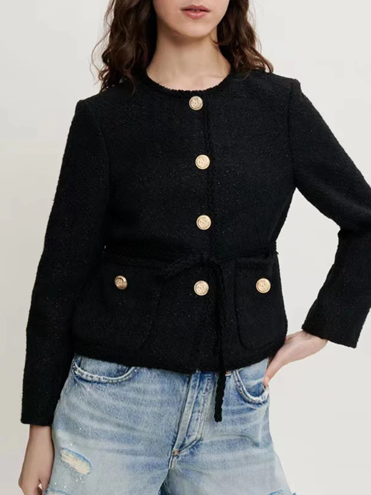 

Autumn Winter New Women's Jackets Single Breasted Brand Luxury Chic Tweed Ladies Coat Retro Suit Jacket Top Casaco Outwear