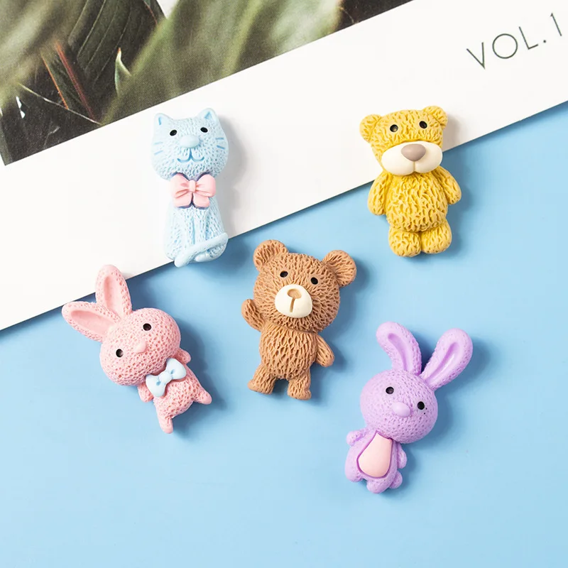 

10Pcs New Cute Resin Cartoon Animals Flat Back Cabochon Scrapbook 28mm Cartoon Figure Kawaii DIY Embellishments Accessories