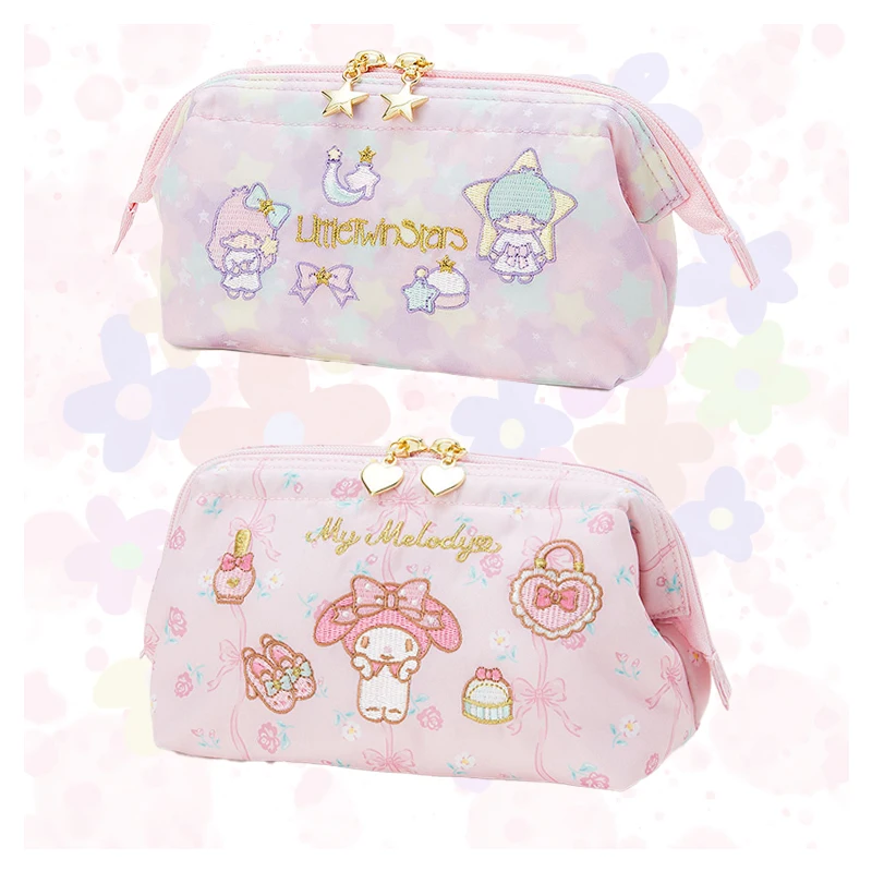 

Kawaii Cartoon Embroidery Storage Bag My Melody Little Twinstars Anime Large Capacity Cosmetic Bag Stationery Bag Portable Gift