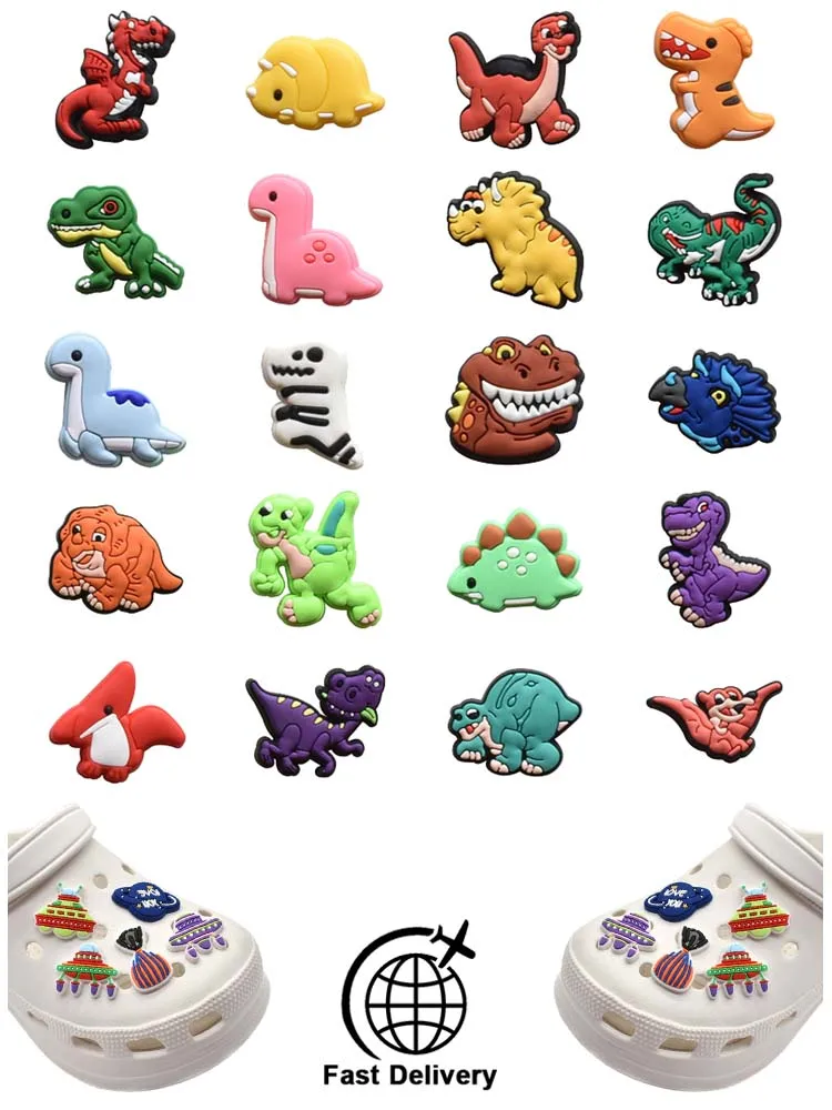 

1Pcs PVC Dinosaur for Crocs Charms Badge Women Sandals Buckle Kids Pins Decoration Jeans Shoe Accessories X-mas Gift Wholesale
