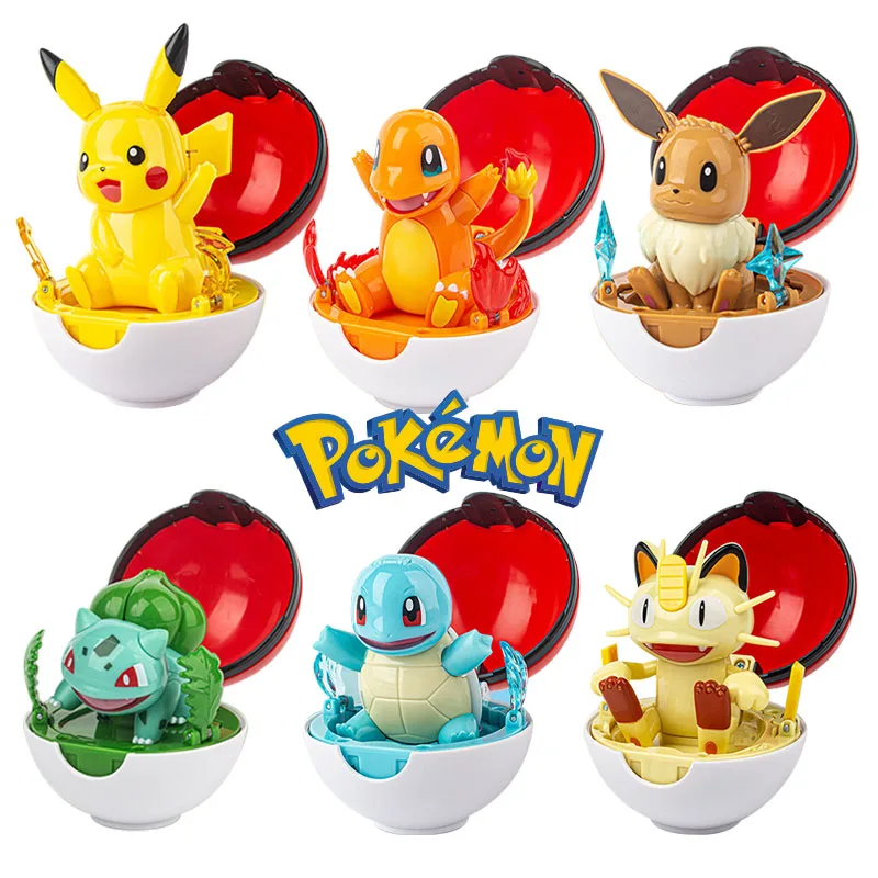 

Покебол покебол с Пикачу чармандером Eevee Bulbasaur Meowth Сквиртл фигурки модели игрушки тыкать мяч деформация игрушка подарок для детей