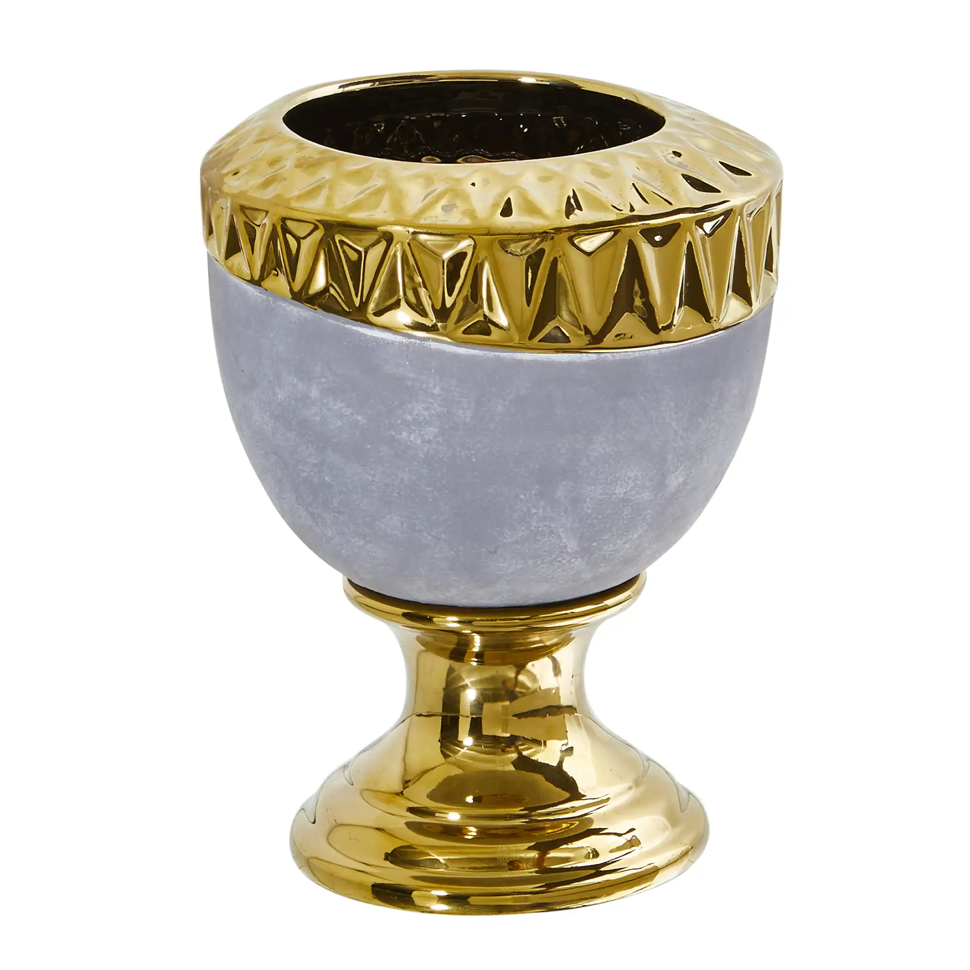 

Traditional 9.25" Regal Stone Vase with Gold Accents