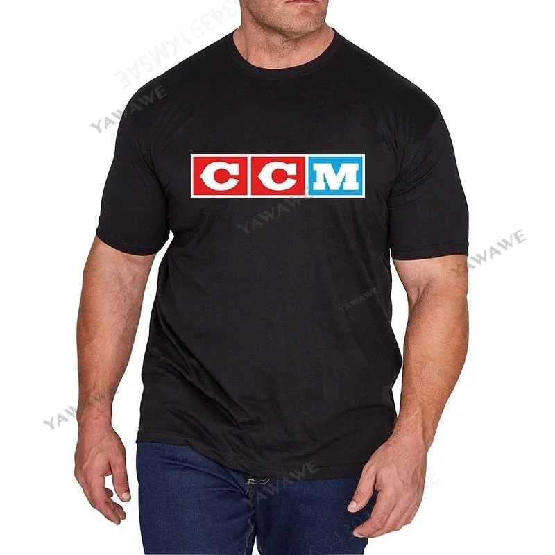 Мужская черная футболка с логотипом хоккея CCM круглым вырезом хлопковые футболки
